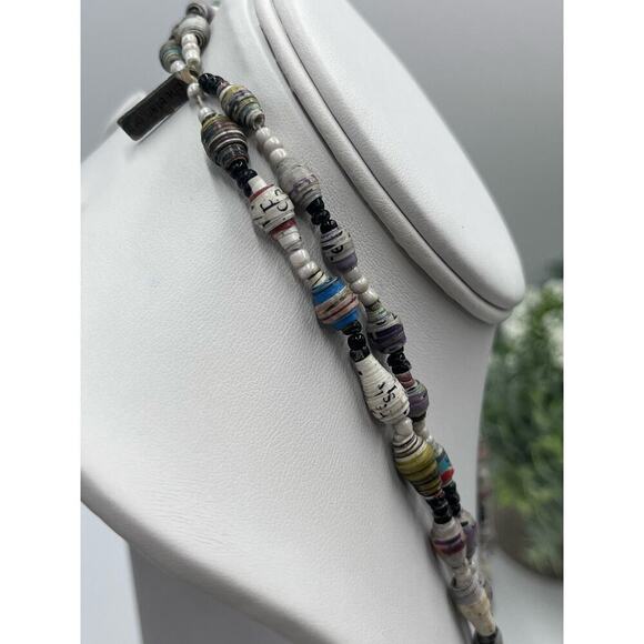 Multicolor Double Strand Paper
Bead Necklace‎ - Picture 9 of 11